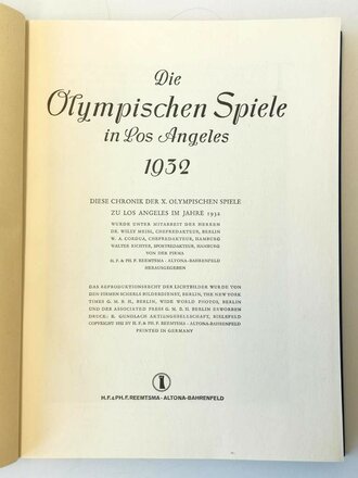 Sammelbilderalbum "Olympia 1932" - Herausgegeben von den Reemtsma Cigarettenfabriken Altona-Bahrenfeld, 142 Seiten, Ungebraucht, ohne Sammelbilder