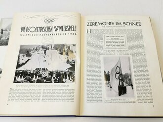 Sammelbilderalbum "Olympia 1936" - Band 1 Die Olympischen Winterspiele Vorschau auf Berlin, 129 Seiten, komplett, im Schutzumschlag