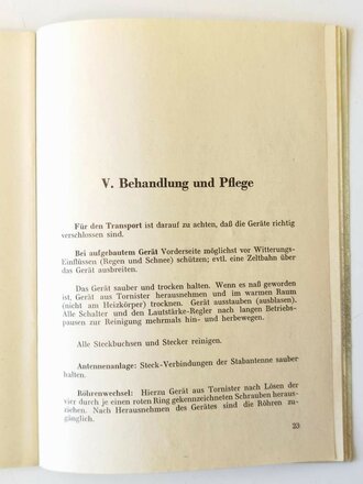 UK-Marine-Tornistergerät Lo 1 UK 35 41,55-45,75 MHz 4. Ausgabe mit 32 Seiten plus Anlagen. Vermutlich alte Kopie