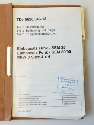 Bundeswehr "TDv 5820/346-13 Teil 13 Ein bausatz...
