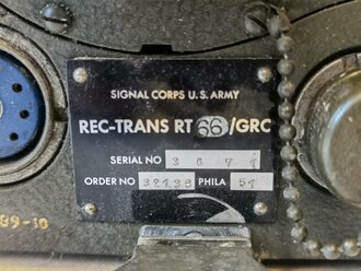 U.S. Signal Corps REC-Trans RT 66/GRC, dated 1951. Original paint, function  not tested