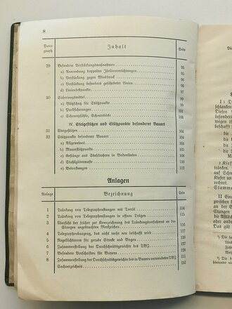 Telegraphenbauordnung Teil 5  Linien aus Bodengestängen, Ausgabe Juni 1933 mit 154 Seiten, verschmutztes Stück