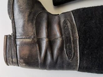 Deutsche Reichsbahn, Paar schwarze Winterstiefel Filz/Leder, Sohlenlänge 29cm, ungereinigtes Paar, Alter ?