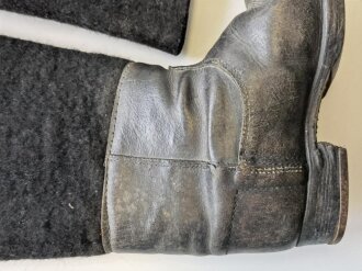 Deutsche Reichsbahn, Paar schwarze Winterstiefel Filz/Leder, Sohlenlänge 29cm, ungereinigtes Paar, Alter ?