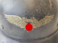 Stahlhelm Luftschutz , Originallack und Abzeichen, ungereinigtes Stück