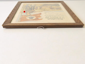 Gedenkblatt Reichsarbeitsdienst, Original gerahmt, Maße des Rahmens 37 x 49cm