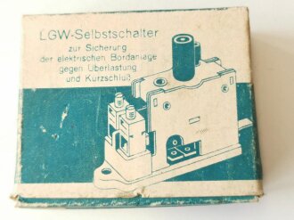 Luftwaffe Selbstschalter zur Sicherung der elektrischen Bordanlage gegen Überlastung und Kurzschluß. FL E 5000 01, ungebrauchtes Stück in der originalen Verpackung