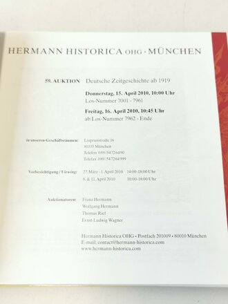 "Hermann Historica 69. Auktion" - Deutsche Zeitgeschichte - Orden und Militaria ab 1919, ca. 719 Seiten, gebraucht, DIN A5