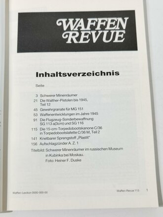 Waffen Revue Nr. 113, Schwerer Minenräumer,...