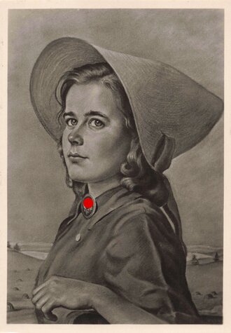 Künstler Ansichtskarte " Arbeitsmaid in der Heuernte" Weiblicher Reichsarbeitsdienst
