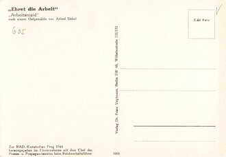 Künstler Ansichtskarte "Arbeitsmaid" Weiblicher Reichsarbeitsdienst