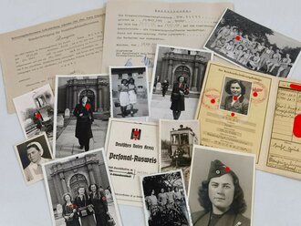 Papiernachlass einer Angehörigen des Rot-Kreuz, Reichsarbeitsdienst und Straßenbahnschaffnerin die 1944 einen Sonderlehrgang für Frontbuchhändlerinnen absolviert hat.