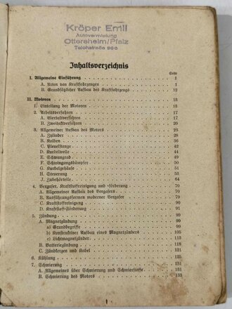 Handbuch für Kraftfahrer, datiert 1933, 405 Seiten, gebraucht