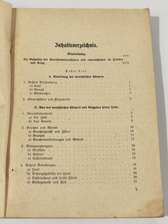 H.Dv.59 M.Dv Kr. 275, L.Dv59 Unterrichtsbuch für Sanitätsunteroffiziere und -mannschaften, datiert 1939, 431 Seiten, gebraucht