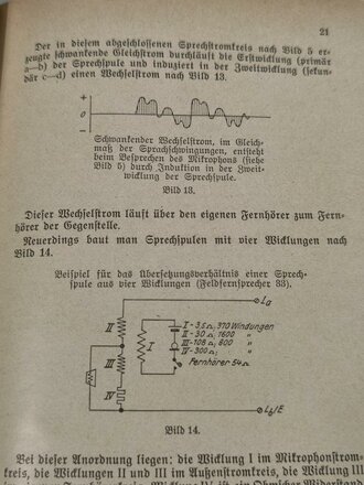 Fernmeldetechnik im Heere, datiert 1939, 105 Seiten, gebraucht