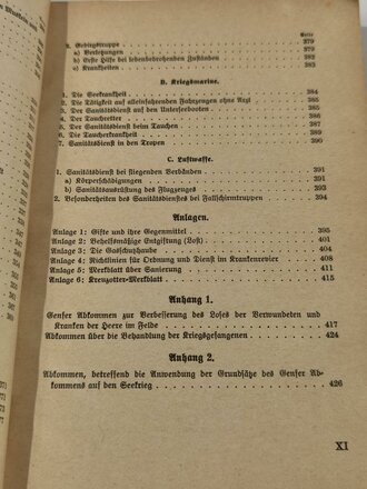 H.Dv.59 M.Dv Kr. 275, L.Dv59 Unterrichtsbuch für Sanitätsunteroffiziere und -mannschaften, datiert 1939, 431 Seiten, gebraucht