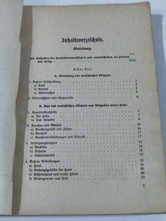 H.Dv.59 M.Dv Kr. 275, L.Dv59 Unterrichtsbuch für Sanitätsunteroffiziere und -mannschaften, datiert 1939, 431 Seiten, gebraucht