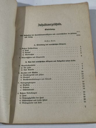 H.Dv.59 M.Dv Kr. 275, L.Dv59 Unterrichtsbuch für Sanitätsunteroffiziere und -mannschaften, datiert 1939, 431 Seiten, gebraucht