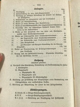 D.V.E.Nr 79 Feld Magazindienstordnung, datiert 3.März.1910, 128 Seiten, gebraucht