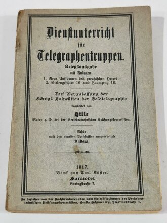 Dienstunterricht für Telegraphentruppen Kriegsausgabe, 208 Seiten, gebraucht, Seiten lose