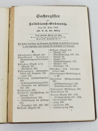 D.V.E.Nr. 267 Felddienst Ordnung, ca. 210 Seiten, gebraucht