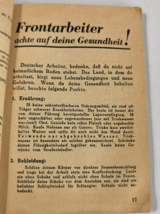 Russland Handbuch der OT, herausgegeben von der OT-Zentrale, Abt. Propaganda, 64 Seiten, gebraucht