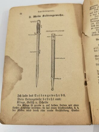 Unterrichtsbuch für den bayrischen Infanteristen und Jäger, datiert 1916, 150 Seiten, gebraucht