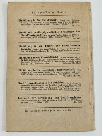 Die Grundlagen der Funktechnik für den Soldatenr, datiert 1941, 47 Seiten, gebraucht