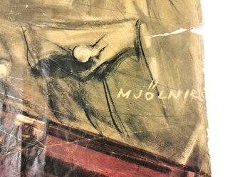Propaganda Plakat "30.Januar 1933-1943 Ein Kampf ein Sieg !" Stark verknickt, Fehlstellen, zum Teil mit Bleistift übermalt. Maße 57 x 82cm