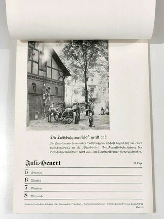 Reichsluftschutz Kalender 1936, Deckbaltt etwas angegangen, sonst sehr guter Zustand