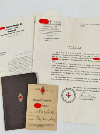 Hitler Jugend Papiernachlass eines Angehörigen des Bann Regensburg, kleine interessante Gruppe eines der Begründer des Standort Regensburg
