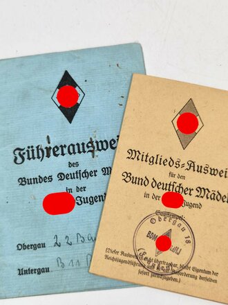 Bund Deutscher Mädel BDM Mitglieds- und Führerausweis einer Angehörigen des Obergau 22 Bayr.Ostmark