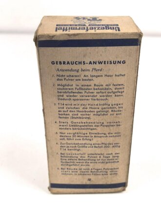 Ungeziefermittel T14 zur Anwendung bei Pferden mit Läusen. Ungeöffnete, seltene Packung