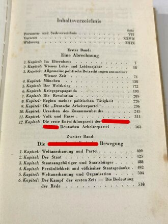 Adolf Hitler " Mein Kampf" Kriegsausgabe 1943, das Bild herausgetrennt aber beiliegend. In seltener Papphülle