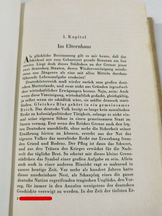 Adolf Hitler " Mein Kampf" Kriegsausgabe 1943, das Bild herausgetrennt aber beiliegend. In seltener Papphülle