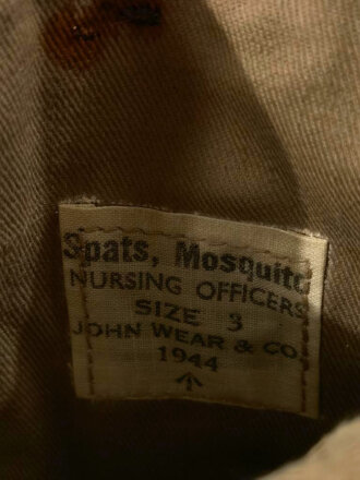 British 1944 dated pair "Spats , Mosquito nursing officers, size 3" Unused, storage wear