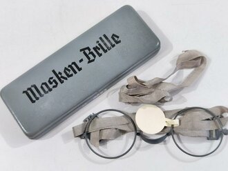 Maskenbrille Wehrmacht, nicht ausgegebenes Set aus altem Fabrikbestand