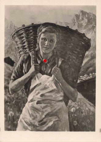 Künstler Ansichtskarte "Arbeitsmaid bei der Hausarbeit" Weiblicher Reichsarbeitsdienst