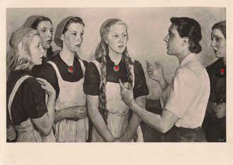 Künstler Ansichtskarte "Singstunde" Weiblicher Reichsarbeitsdienst