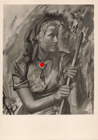 Künstler Ansichtskarte "Arbeitsmaid bei der Erntearbeit" Weiblicher Reichsarbeitsdienst