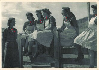 Ansichtskarte Reichsarbeitsdienst der weiblichen Jugend "Viel gibts zu erzählen nach der Arbeit"