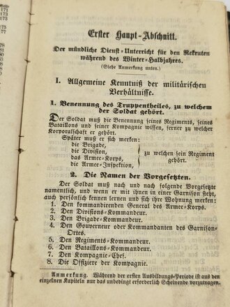 Leitfaden bei der Instruktion des Infanteristen, datiert 1888, 229 Seiten, gebraucht, unter A5