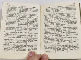 Sprachführer für den Verkehr mit Verwundeten und Gefangenen - Französisch-Deutsch-Englisch-Russisch, 49 Seiten, gebraucht, A3