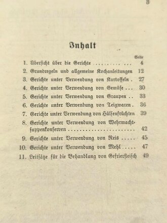 H.Dv.86 M.Dv.894 L.Dv. 86 Feldkochbuch vom 4. August 1938, datiert 1941, 50 Seiten, gebraucht, A3