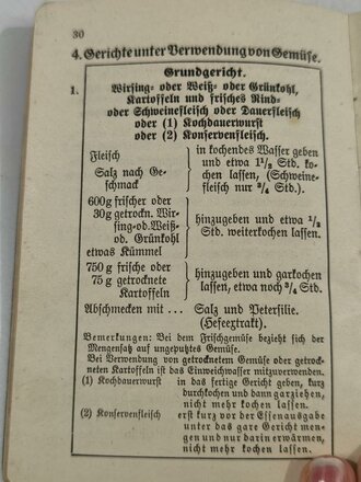 H.Dv.86 M.Dv.894 L.Dv. 86 Feldkochbuch vom 4. August 1938, datiert 1941, 50 Seiten, gebraucht, A3