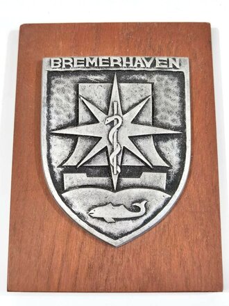 Bundeswehr, dekorative Wandtafel aus Holz "Bremerhaven" Maße ca. 15 x 20 cm