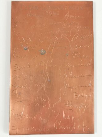 Kupferne Erinnerungsplatte "Polar Weihnachten 1940"  10,5 x 16,5cm