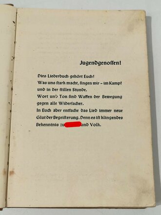 Uns geht die Sonne nicht unter - Lieder der Hitler-Jugend, datiert 1943, ca. 150 Seiten, unter A5