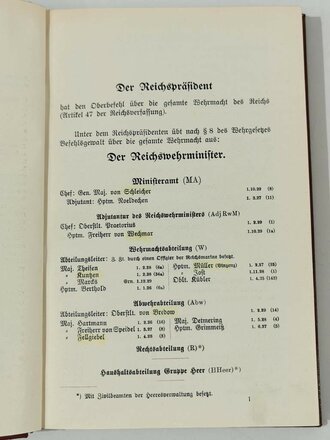 Rangliste des Deutsches Reichsheeres 1930, komplett, gut