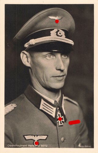 Hoffmann Fotopostkarte Ritterkreuzträger Oberstleutnant Hermann Seitz 
